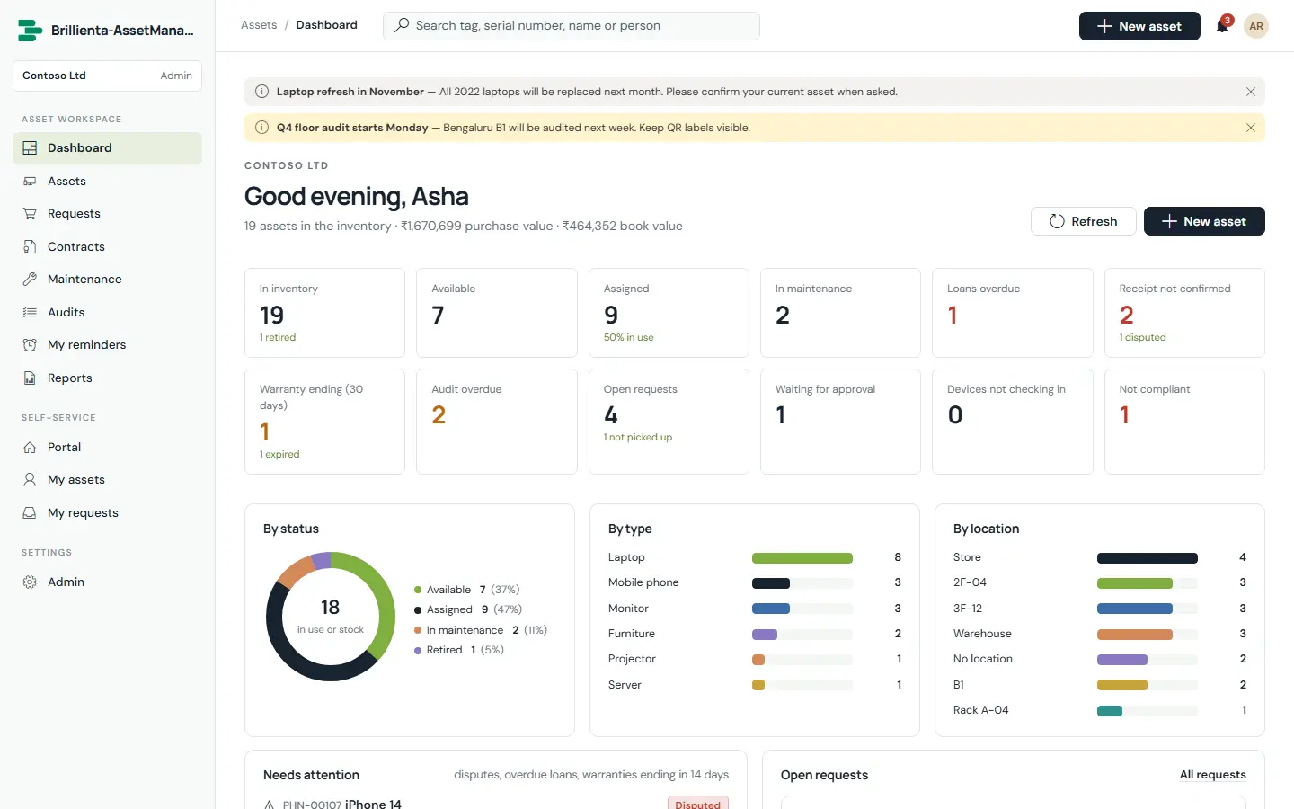 Asset Management screen