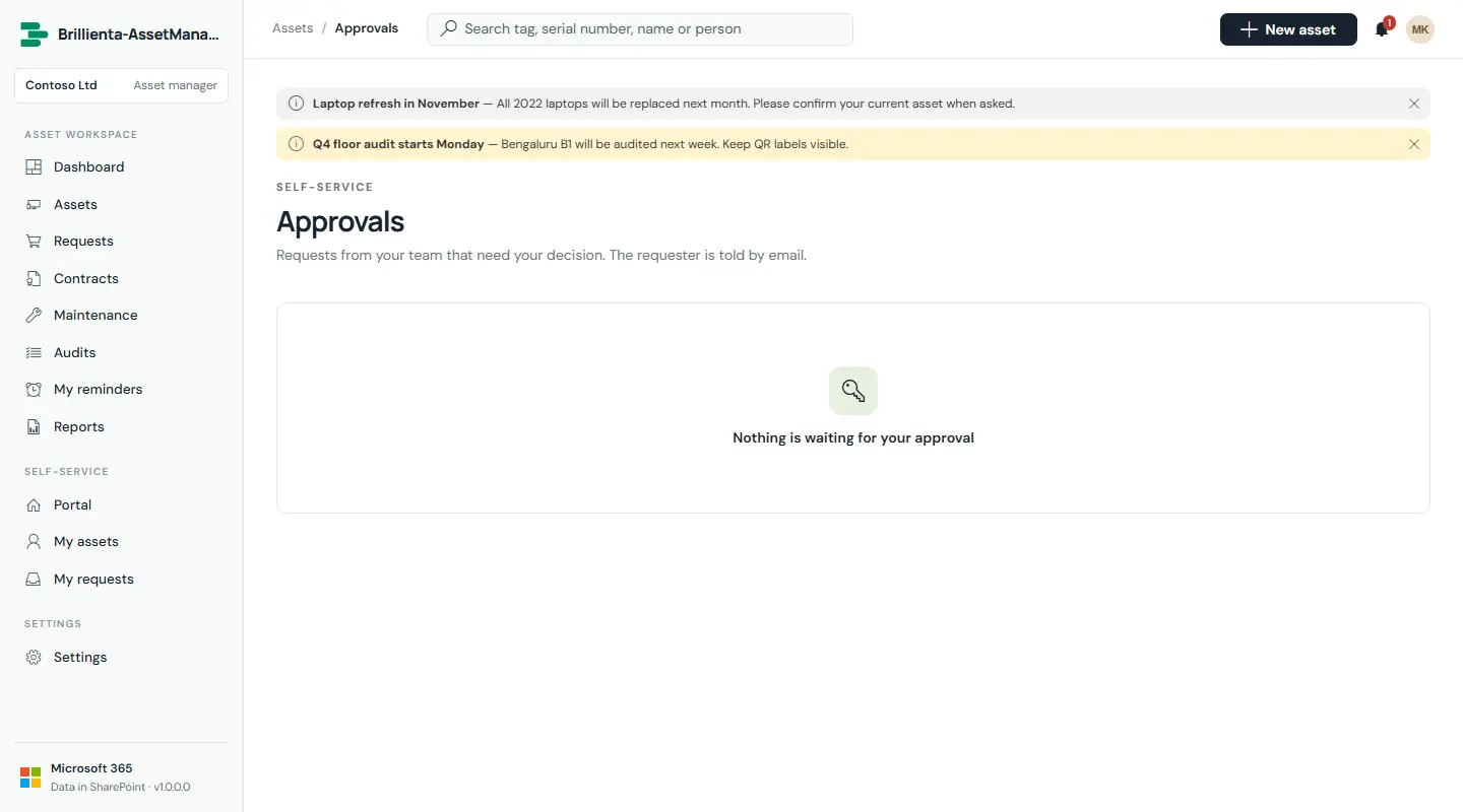 Requests and approvals in Brillienta Asset Management