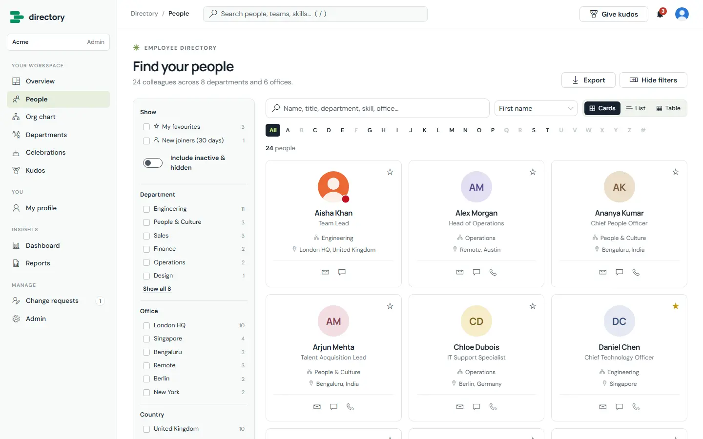 People search in Brillienta Employee Directory
