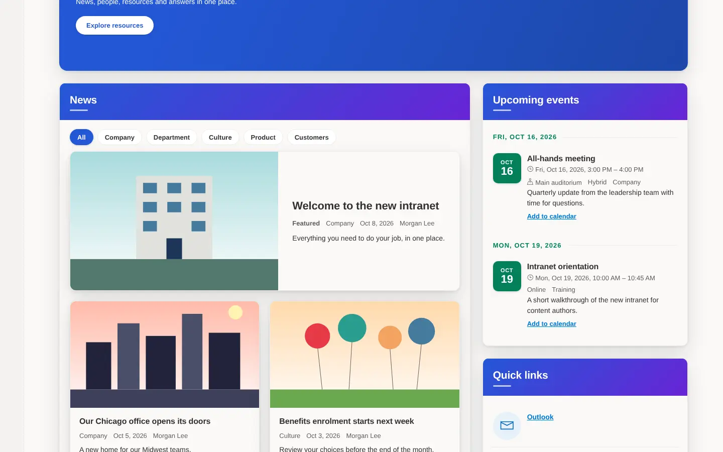 Home site with the Vivid design