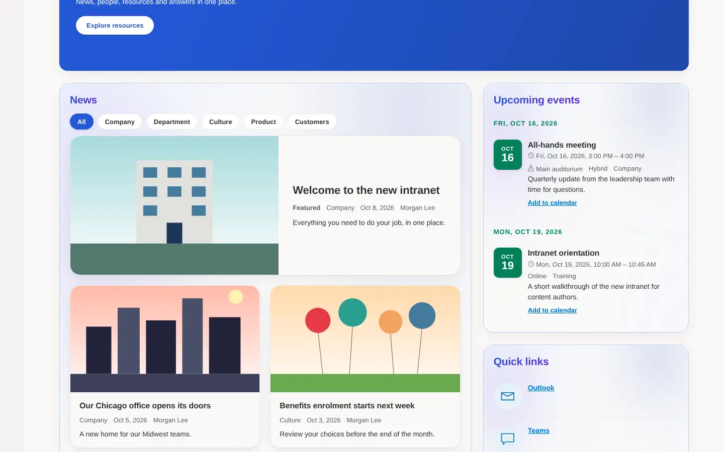 Home site with the Glass design