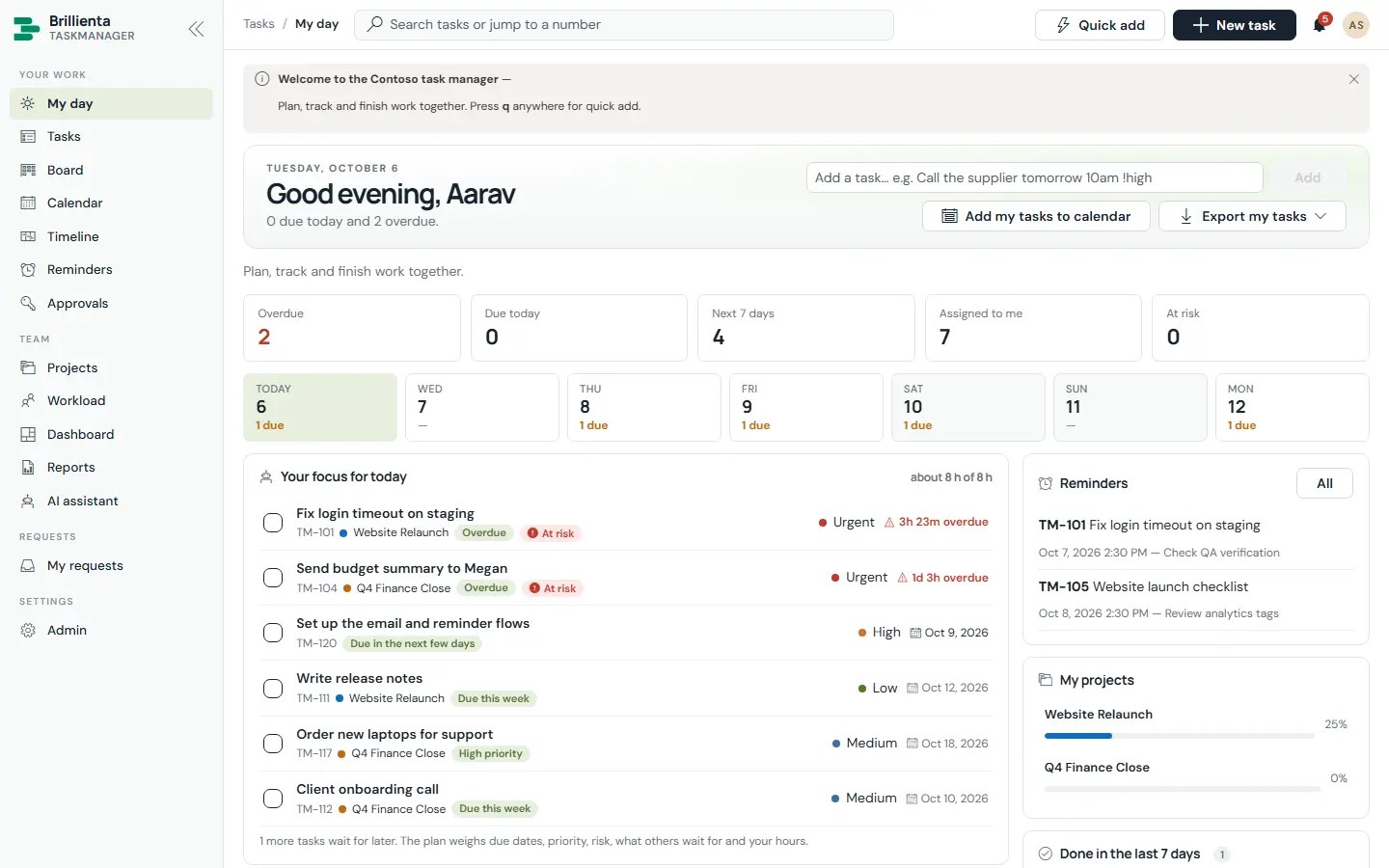 TaskManager screen