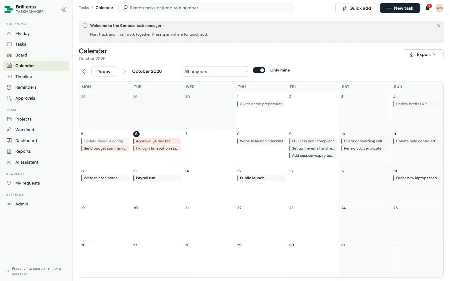 TaskManager screen